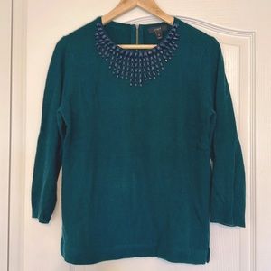 J.Crew Emerald Green Embellished Sweater